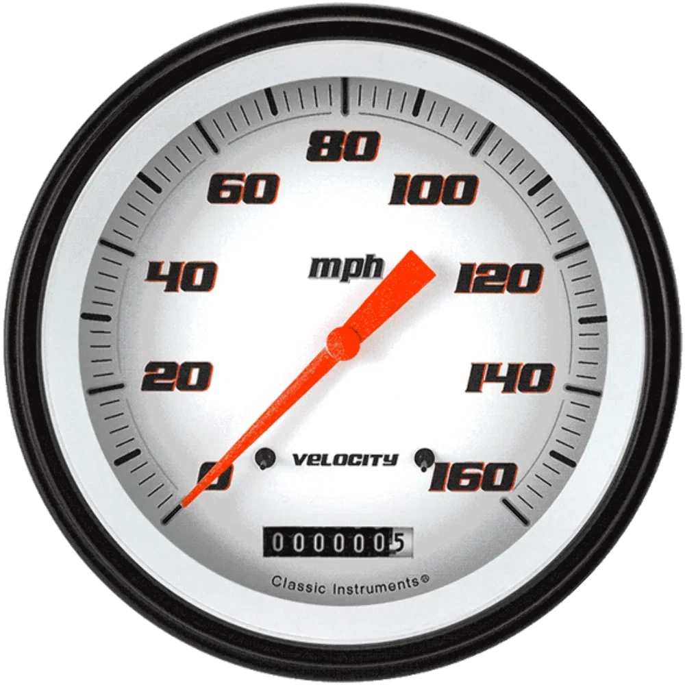 Velocity White 4 5_8_ Speedometer VS56WBLF